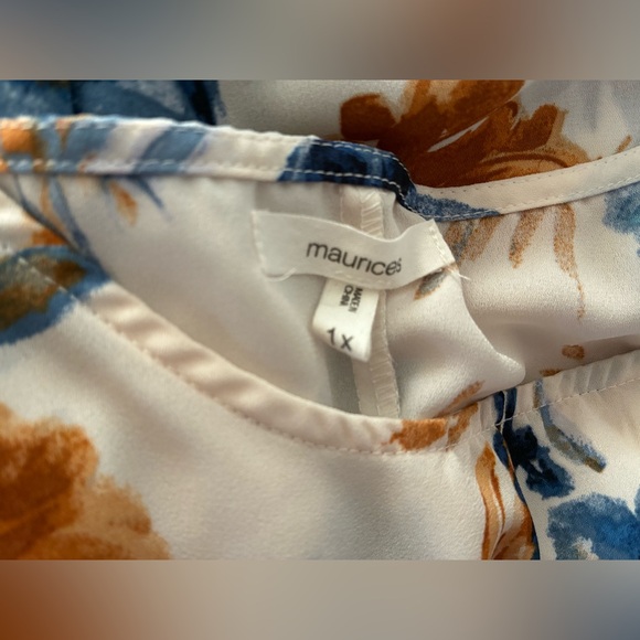 Maurices White Floral Tank with Blue and Brown Flowers - Picture 3 of 3